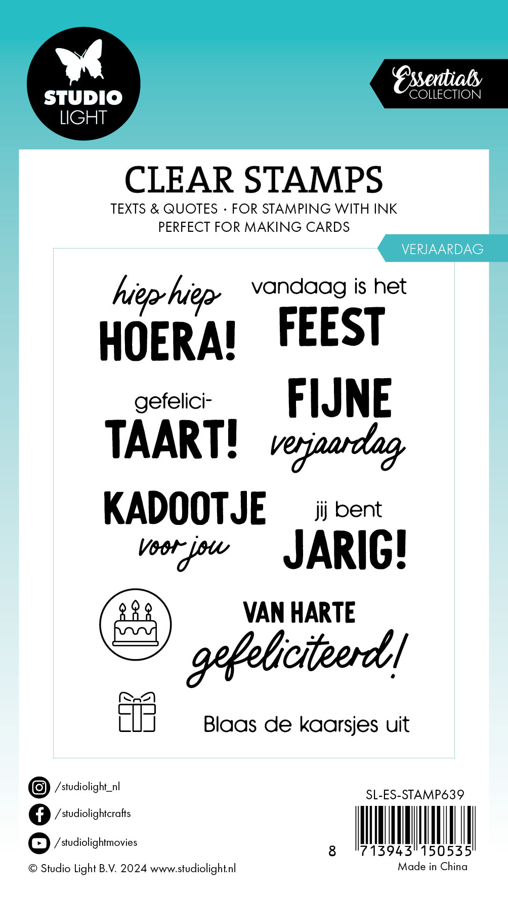 Studio Light Essentials clear stamp Verjaardag nederlandsk