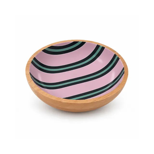 K&Co. Lagoon liten treskål pink stripe gummitre