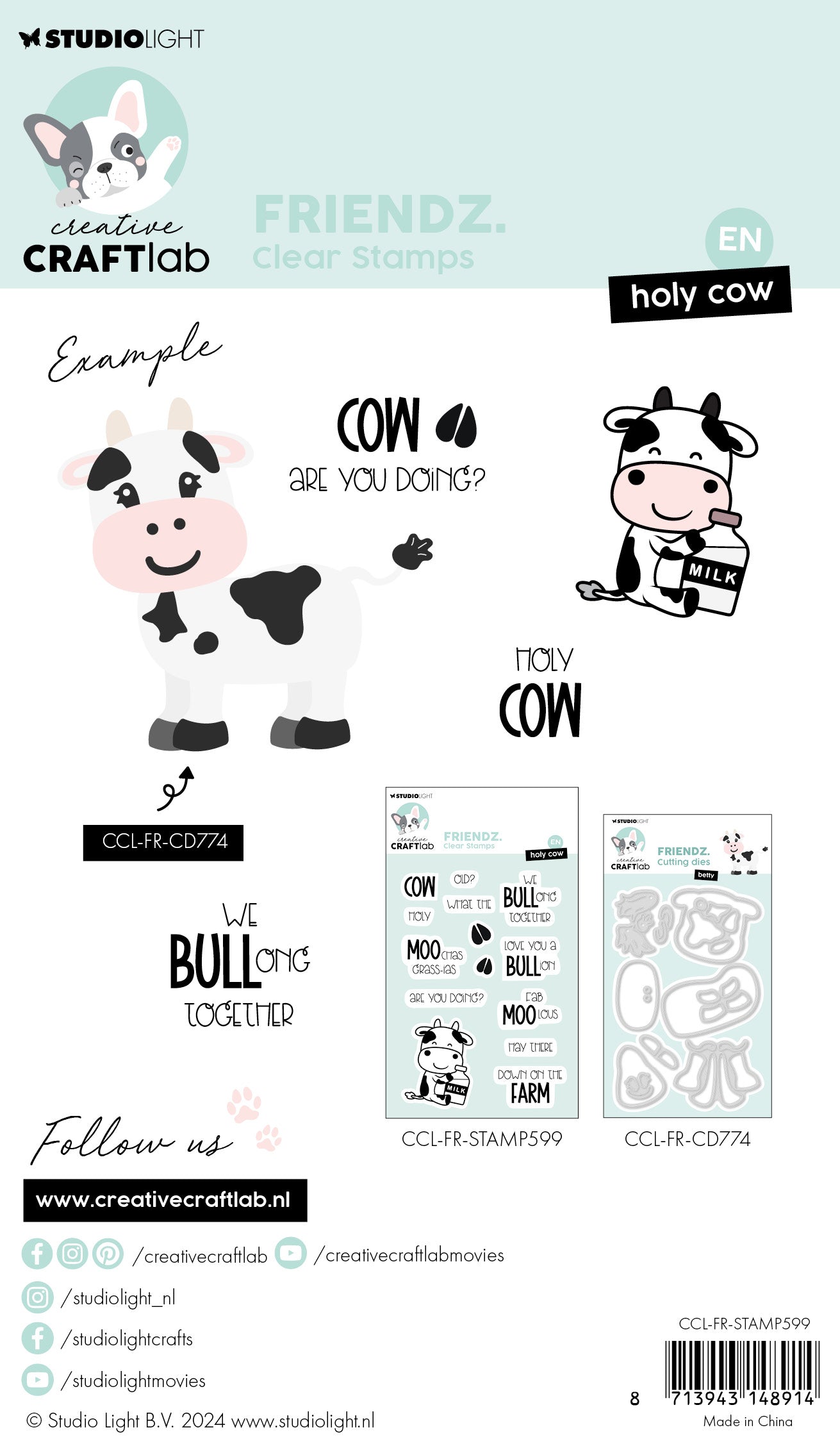 Creative Craftlab Friendz Holy cow clear stamp ku