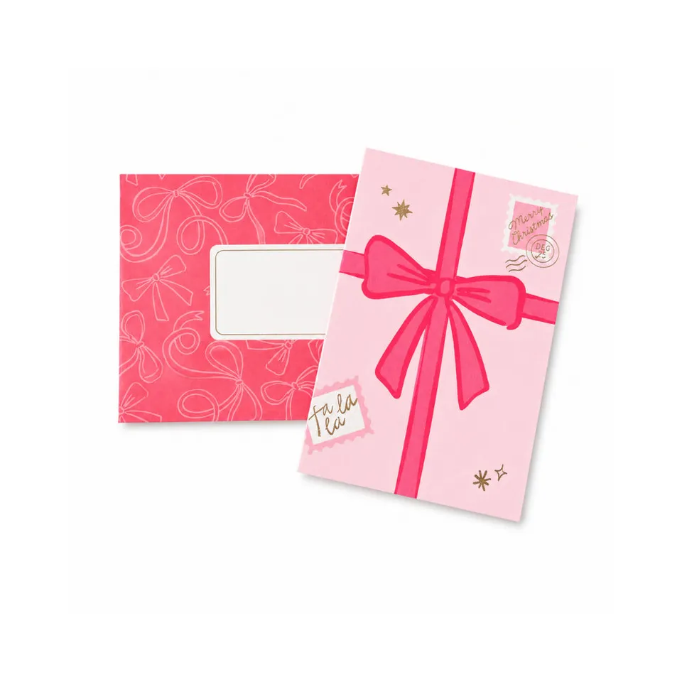 KaiserCraft Christmas julekort rosa gave 14-pakning med gullfolie