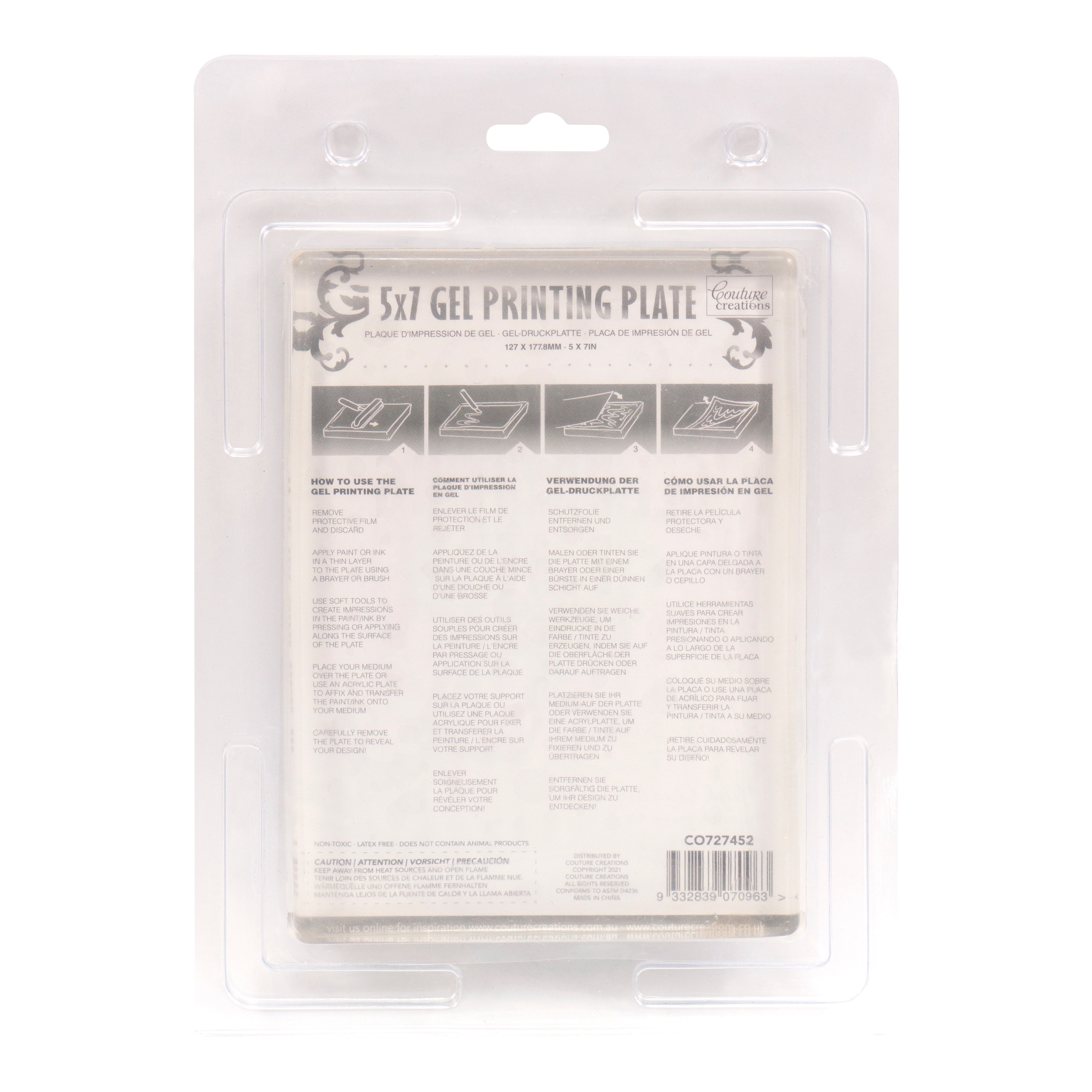 Couture Creations Gel Printing Plate 5x7 gelplate trykkplate