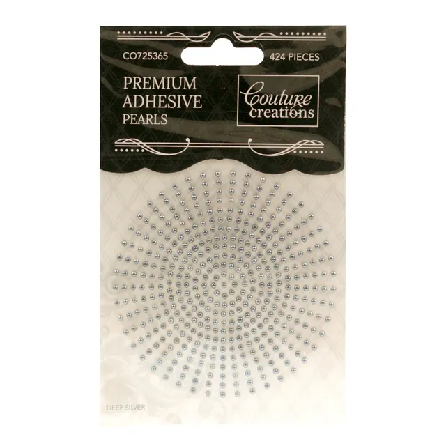 Couture Creations Adhesive Pearls 2mm perler 424 stk antikk sølv