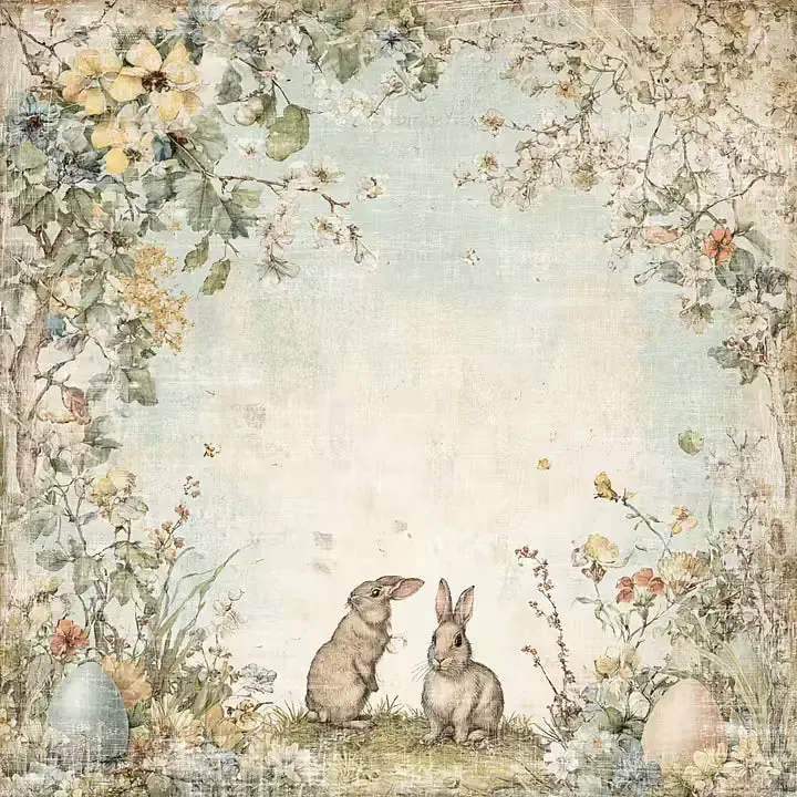 Reprint Hello Spring Bunnies mønsterpapir 30x30 cm kaniner