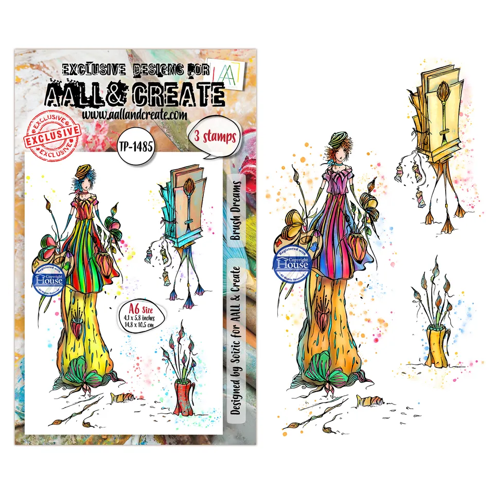 Aall and Create TP-1485 Brush Dreams stempelsett A6 3 deler