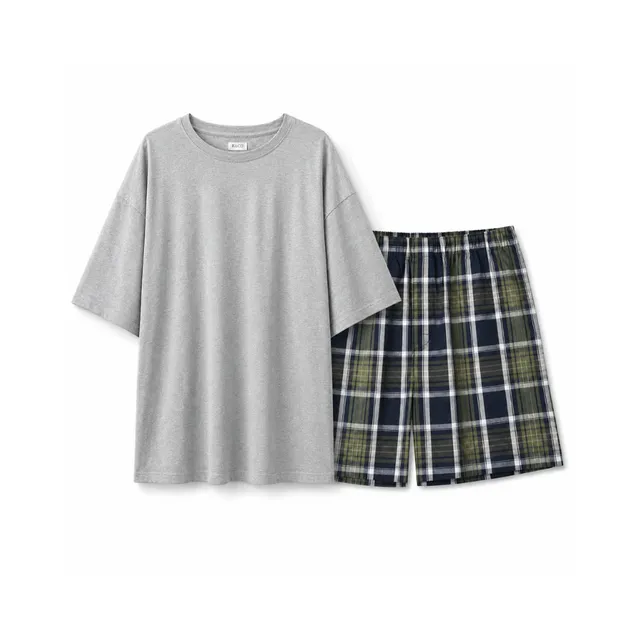 KaiserCraft K&Co pysjamas herre grå rutet shorts