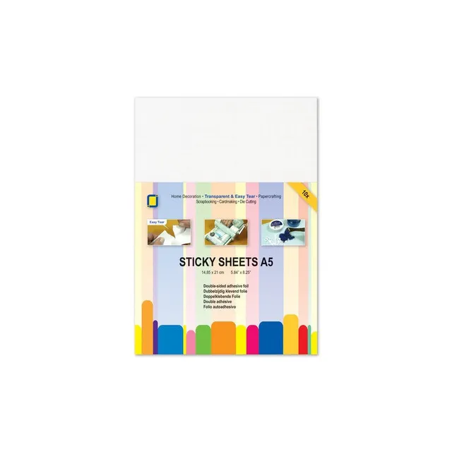 CarlijnDesign Sticky Sheets klebeark A5 10-pk dobbeltsidig