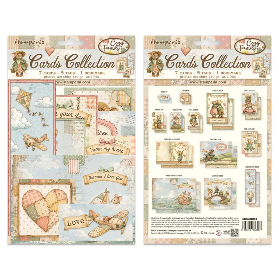 Stamperia Cozy Family kortsett Cards Collection