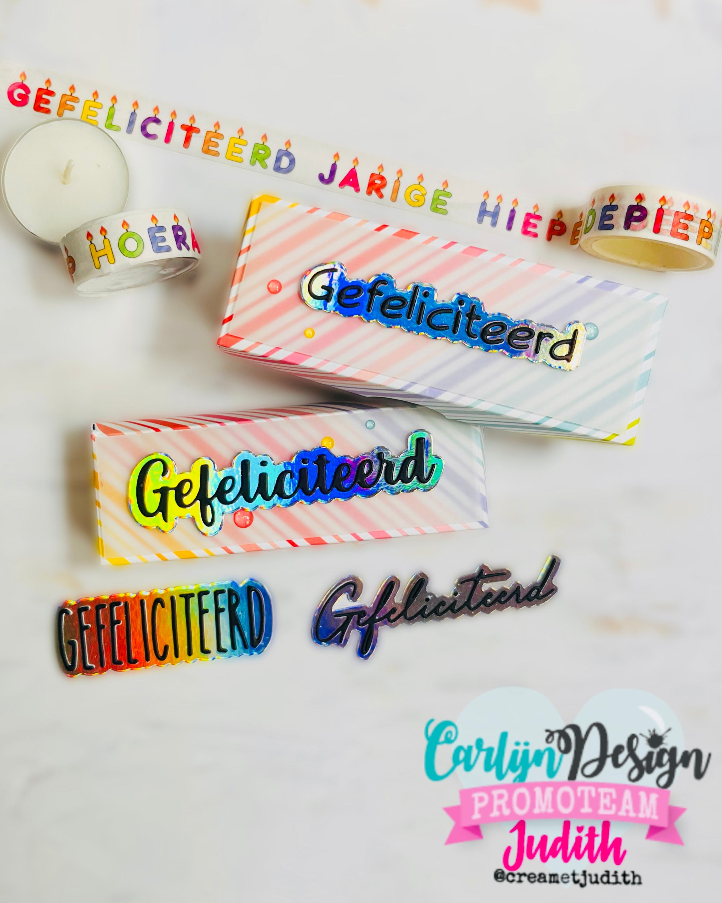 CarlijnDesign Gefeliciteerd CDSN-0339 dies 4 varianter