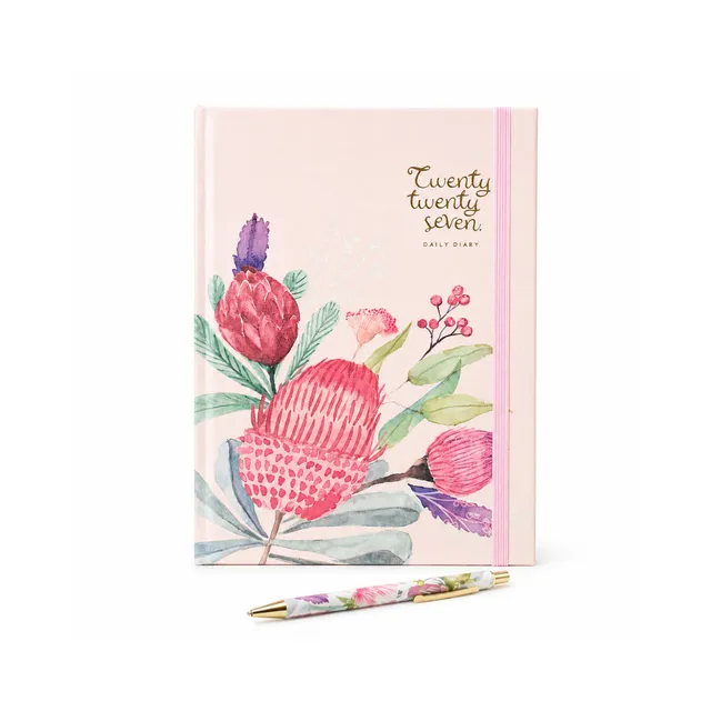 KaiserCraft 2027 A4 Daily Diary dagbok rosa med penn