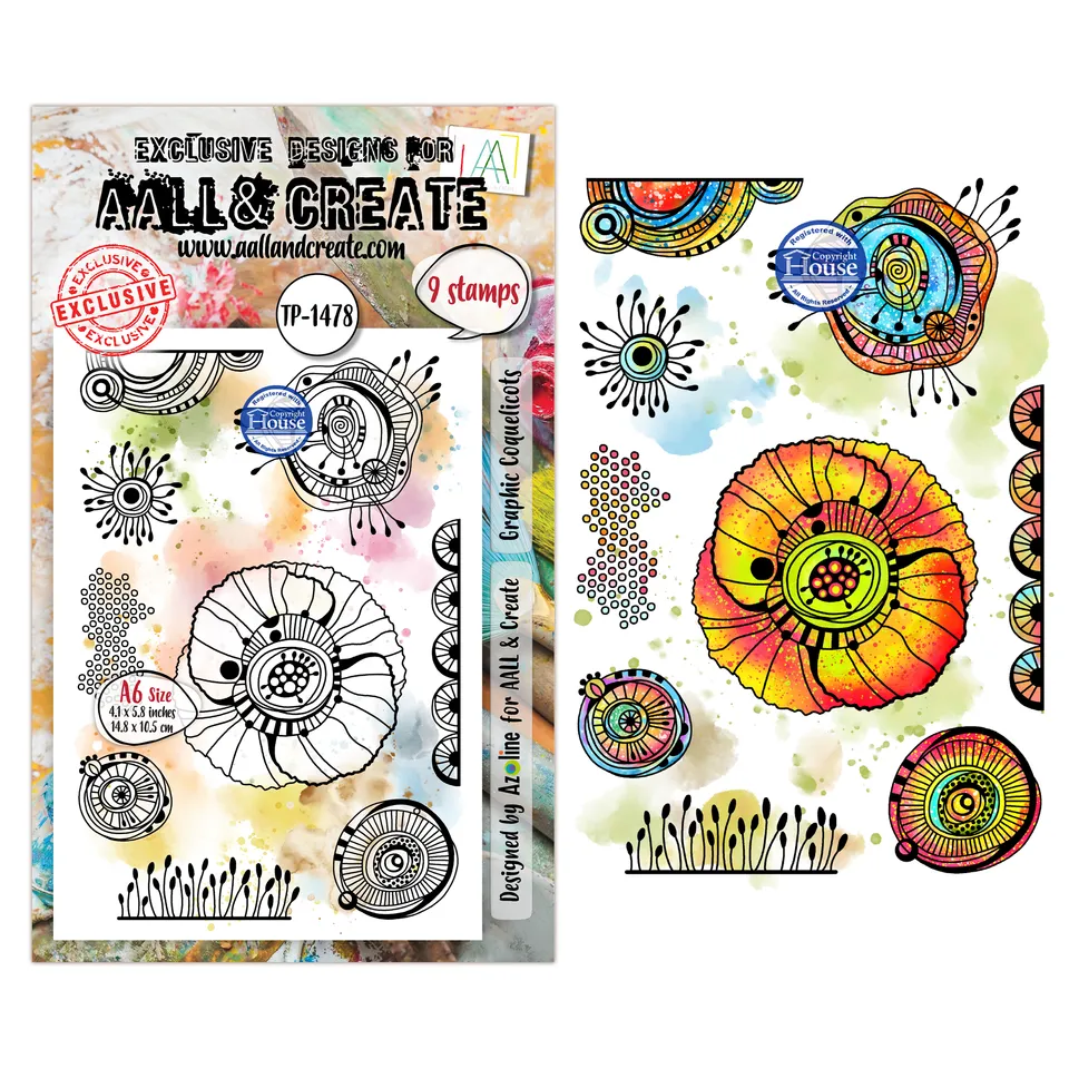 AALL & Create TP-1478 Graphic Coquelicots stempelsett A6 valmue