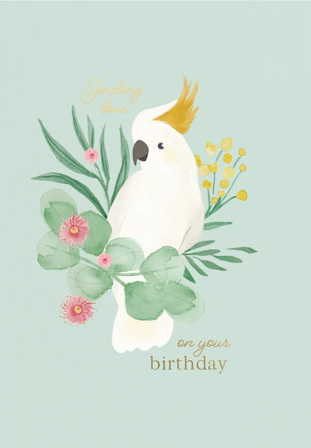 KaiserCraft Botanical Blooms bursdagskort Birthday Cockatoo