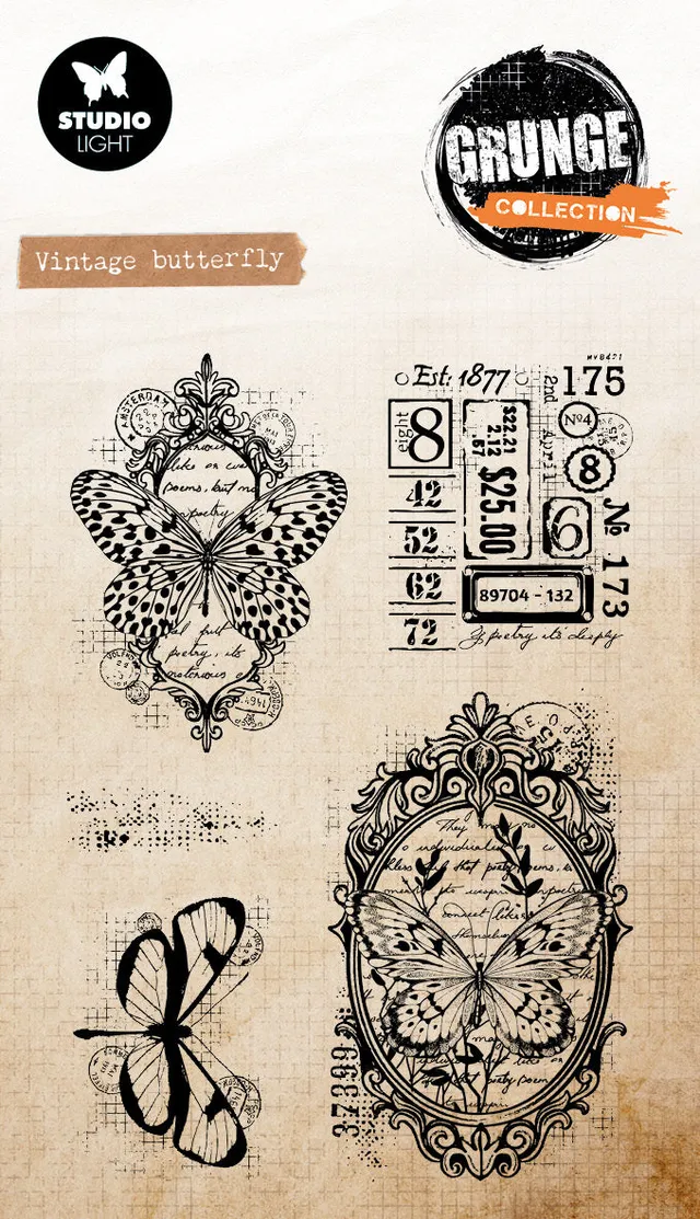 Studio Light Grunge Vintage Butterfly klarstempel