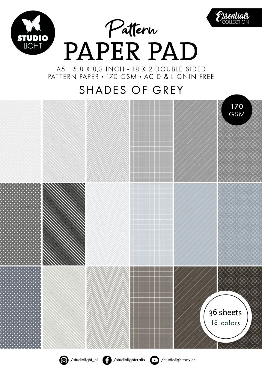 Studio Light Essentials Shades of Grey papirblokk A5