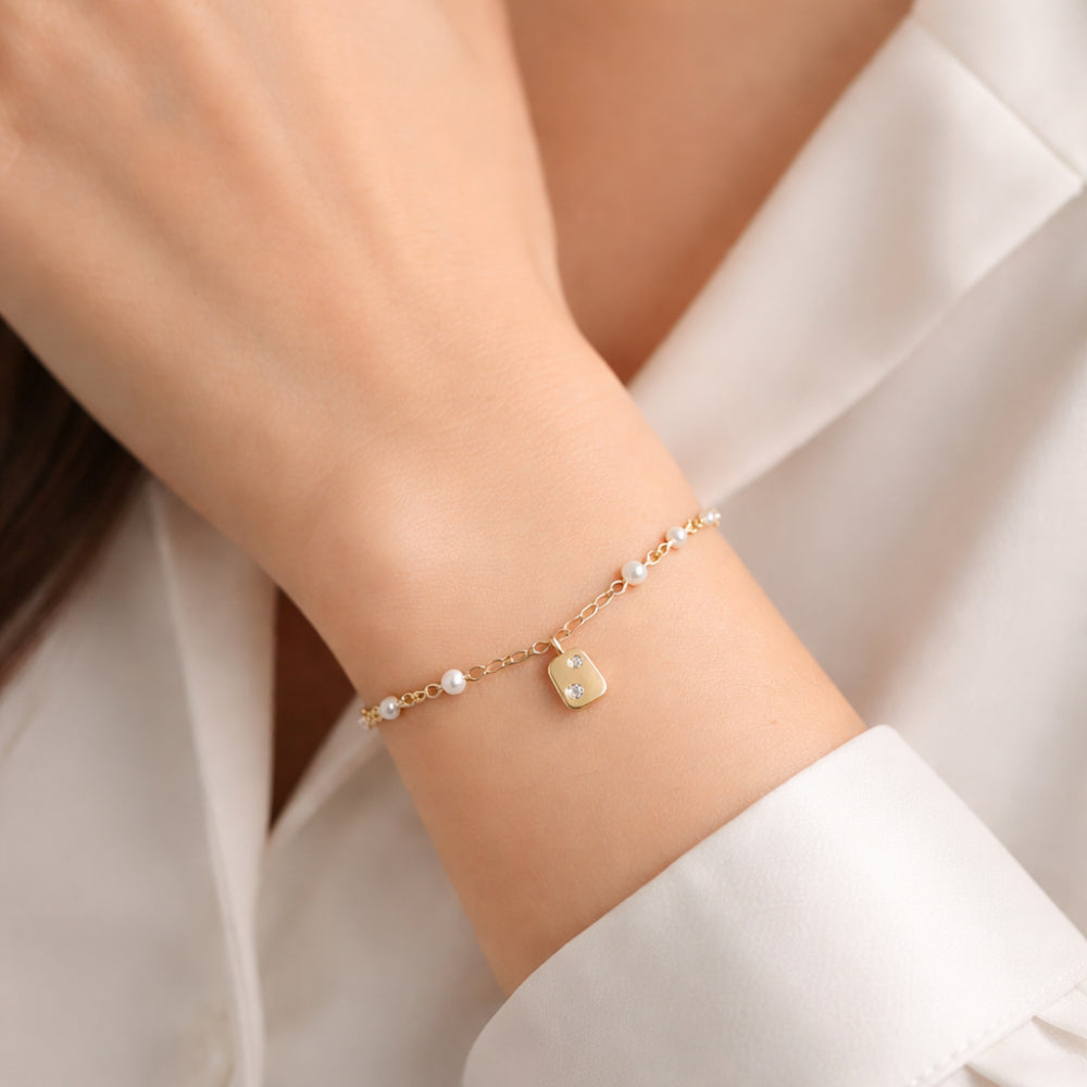 K&Co Signature Erin Pearl Bracelet armbånd gull