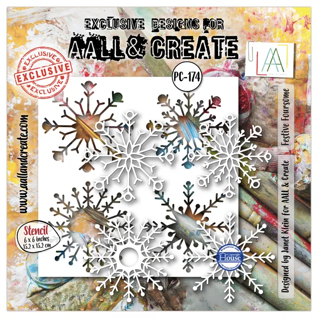 AALL & Create Festive Foursome PC-174 sjablong 15x15 jul