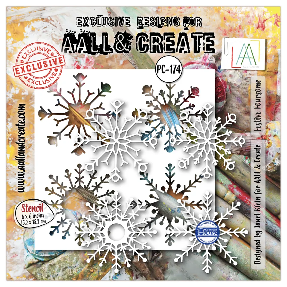 Aall and Create PC-174 sjablong 15x15 cm Festive Foursome
