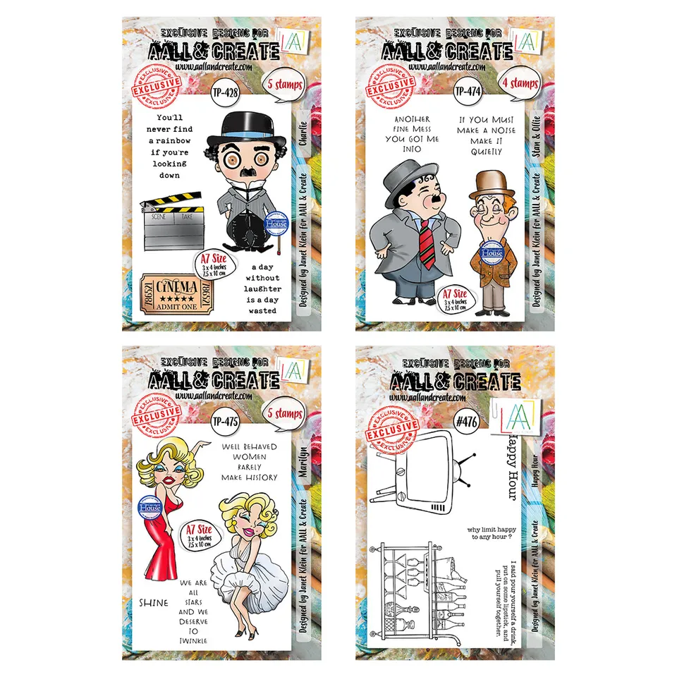 Aall and Create Celeb Caricatures stempelsett 4 x A7