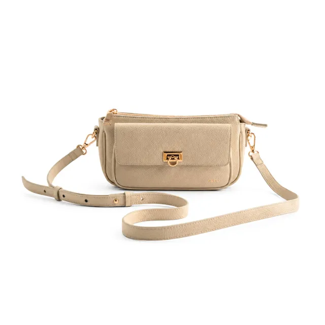 K&Co. Pouch Crossbody veske beige ekte skinn 24 cm