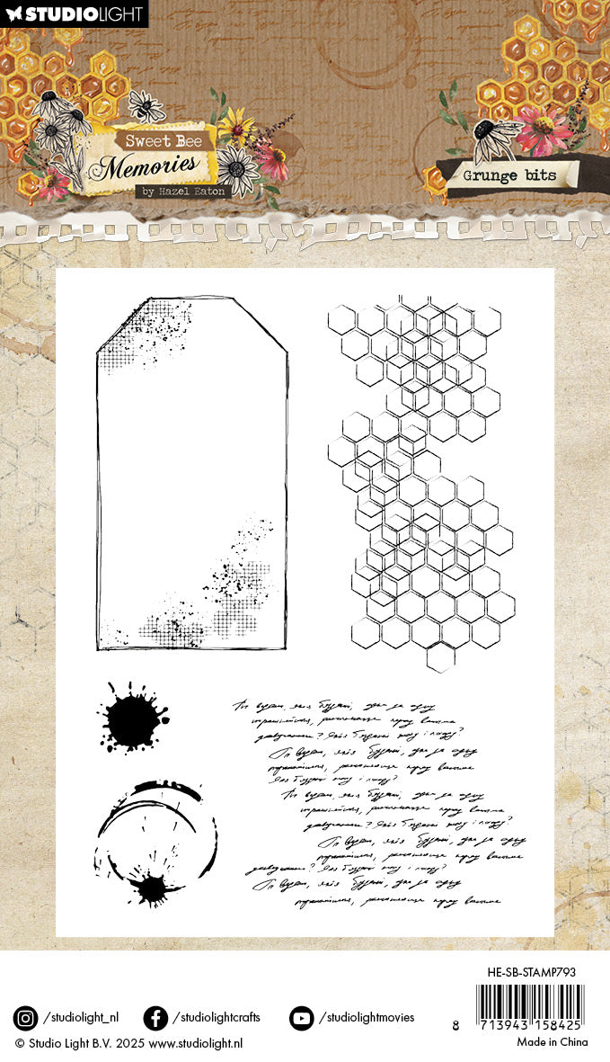 Studio Light Sweet Bee Memories Grunge Bits clear stamp