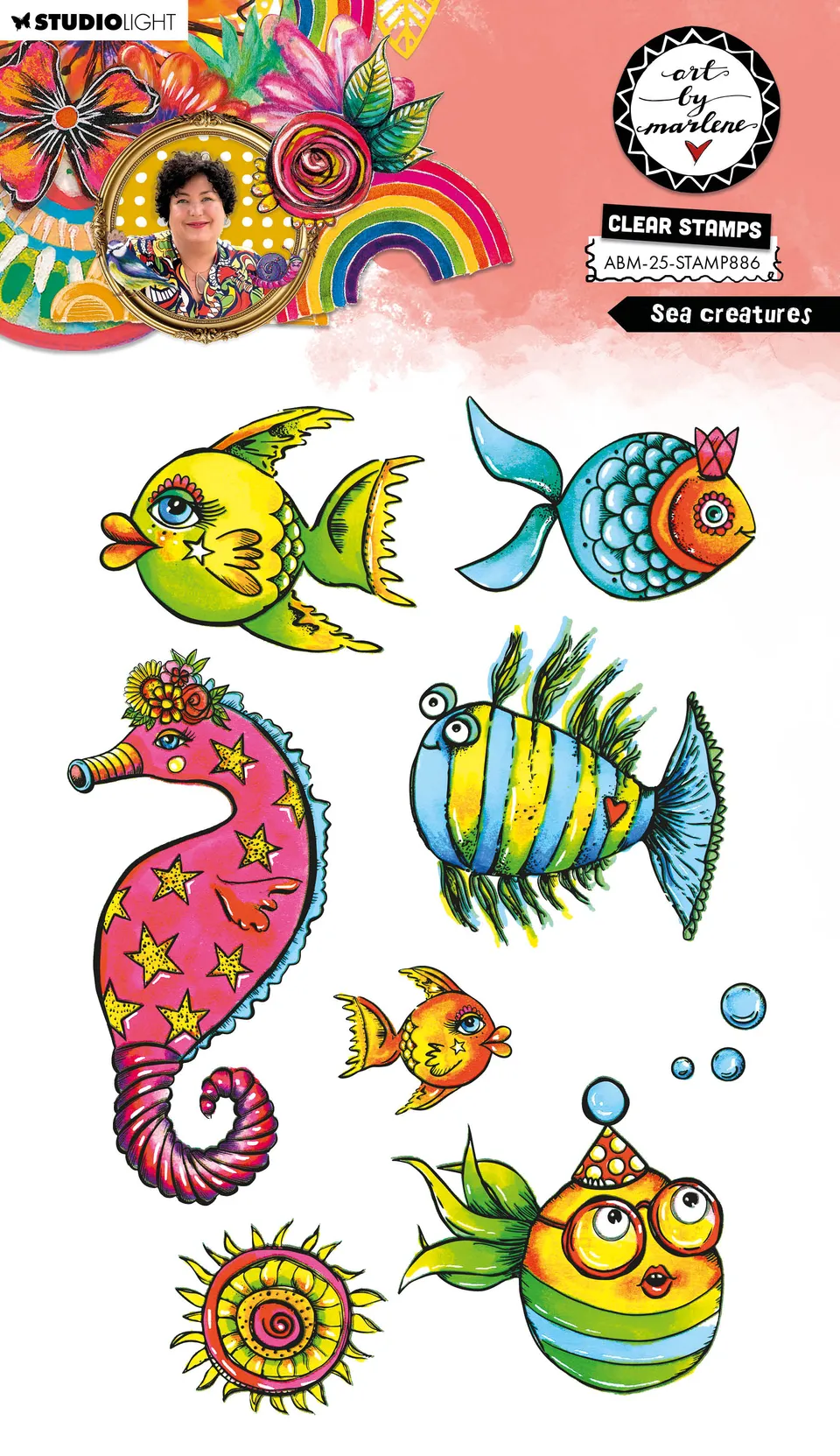 Art by Marlene 2025 Sea Creatures clear stempel sjødyr