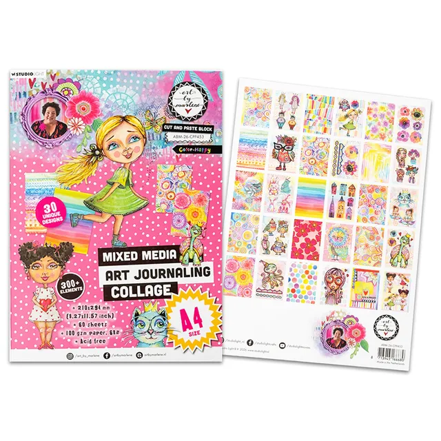 Aall and Create Art By Marlene Color-happy collagepapir A4 60 ark fargerik