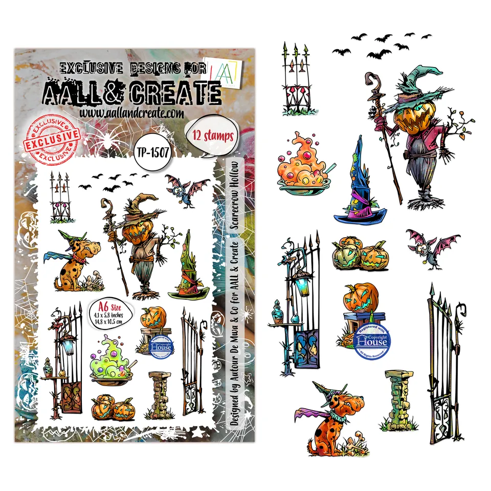 AALL & Create TP-1507 Scarecrow Hollow stempelsett A6 halloween