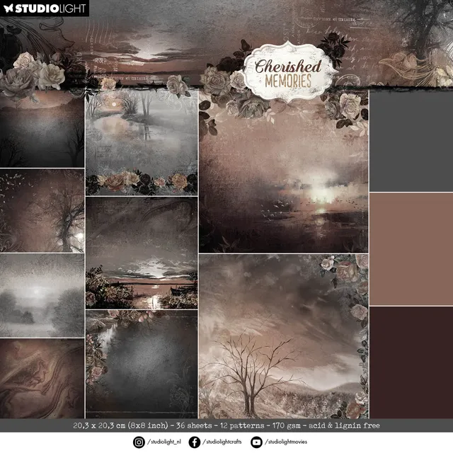 Studio Light Cherished Memories Background papirblokk sorg