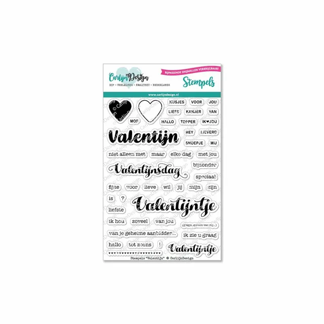 CarlijnDesign Valentijn CDST-0059 stempelsett hjerter