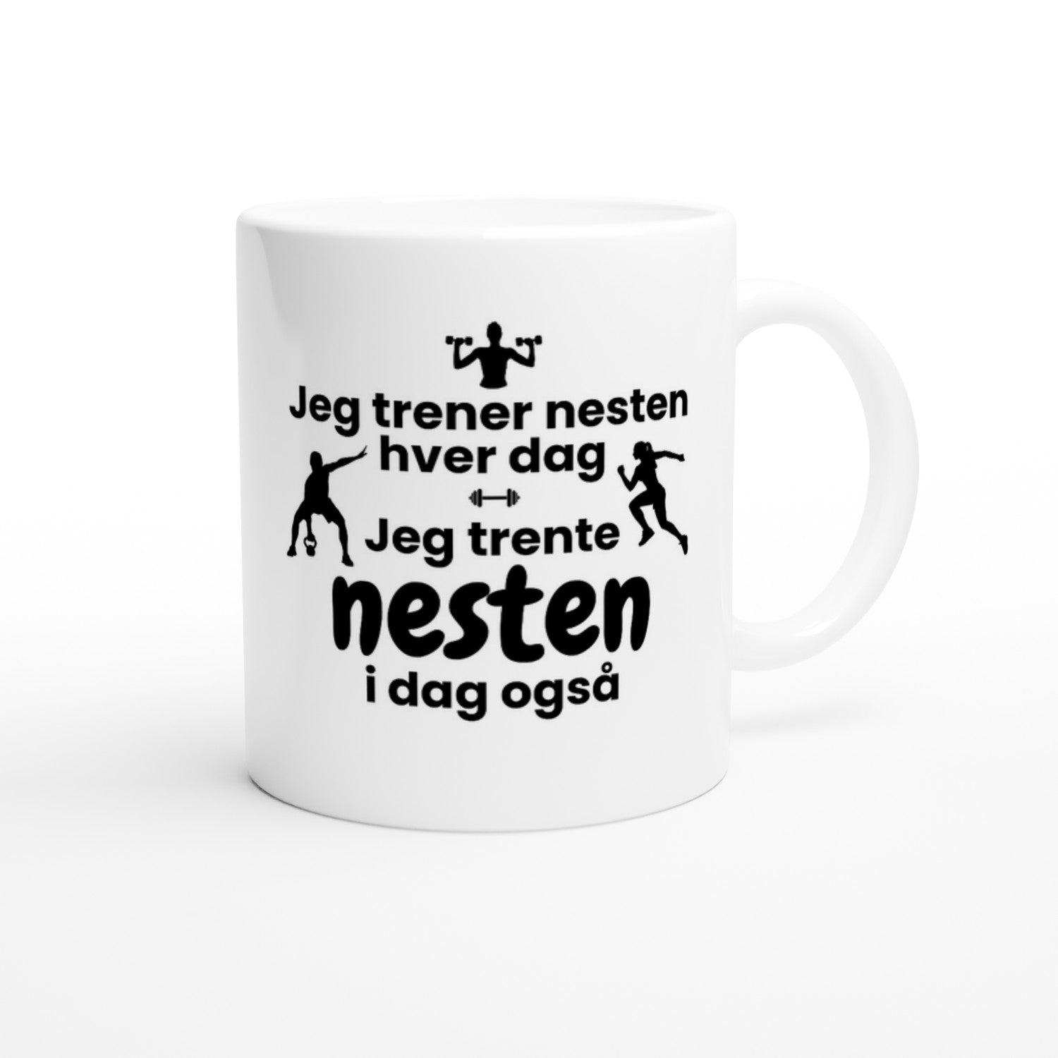 Papirglede Jeg trener nesten hver dag kaffekopp 325 ml hvit