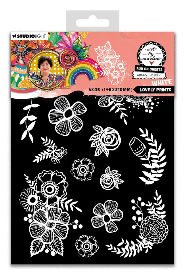Studio Light Art By Marlene Lovely Prints rub-ons hvit 6-pk