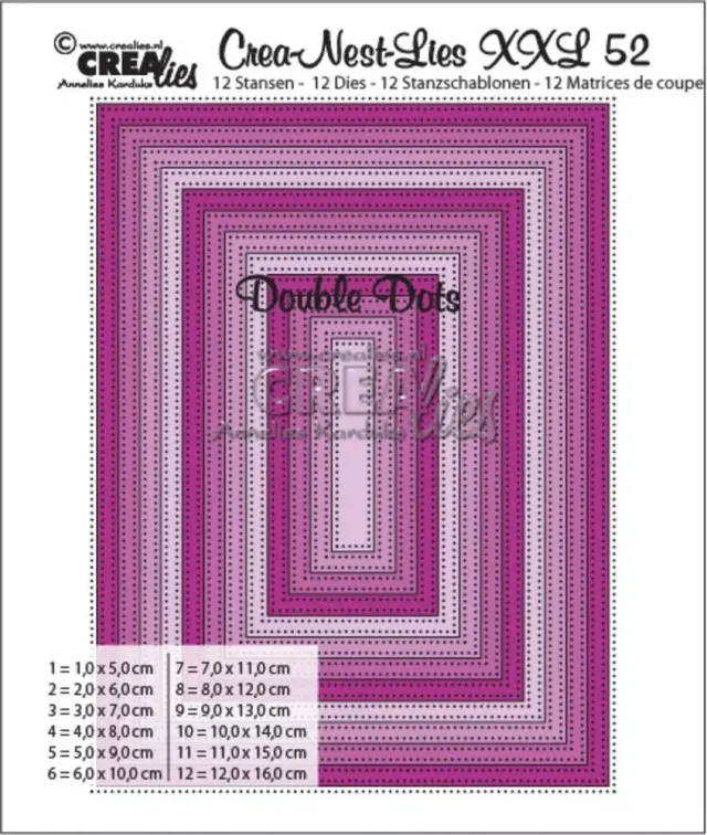 Crealies Crea-Nest-Lies XXL No. 52 dies rektangler dobbel prikk