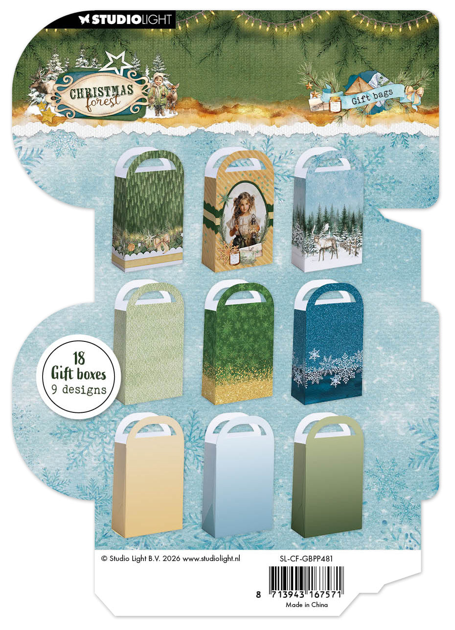 Studio Light Christmas Forest Giftbag papirblokk 18 ark jul