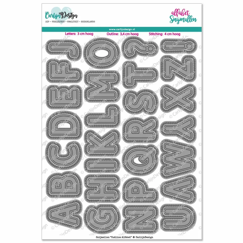 CarlijnDesign CDSN-0055 outline alfabet dies store bokstaver