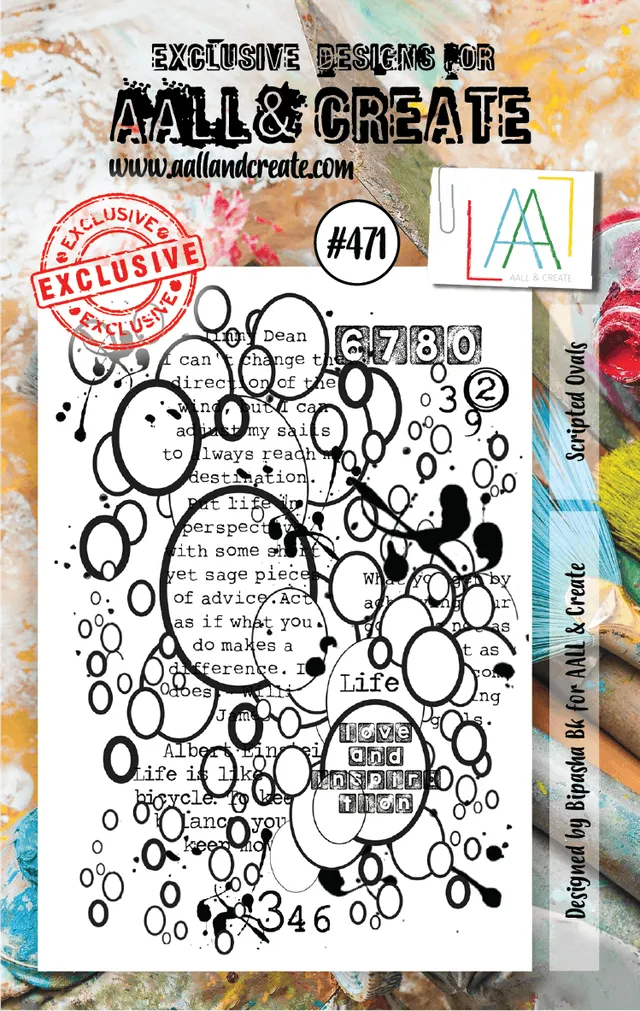 AALL & Create 471 Scriped Ovals stempelsett A7 ovaler