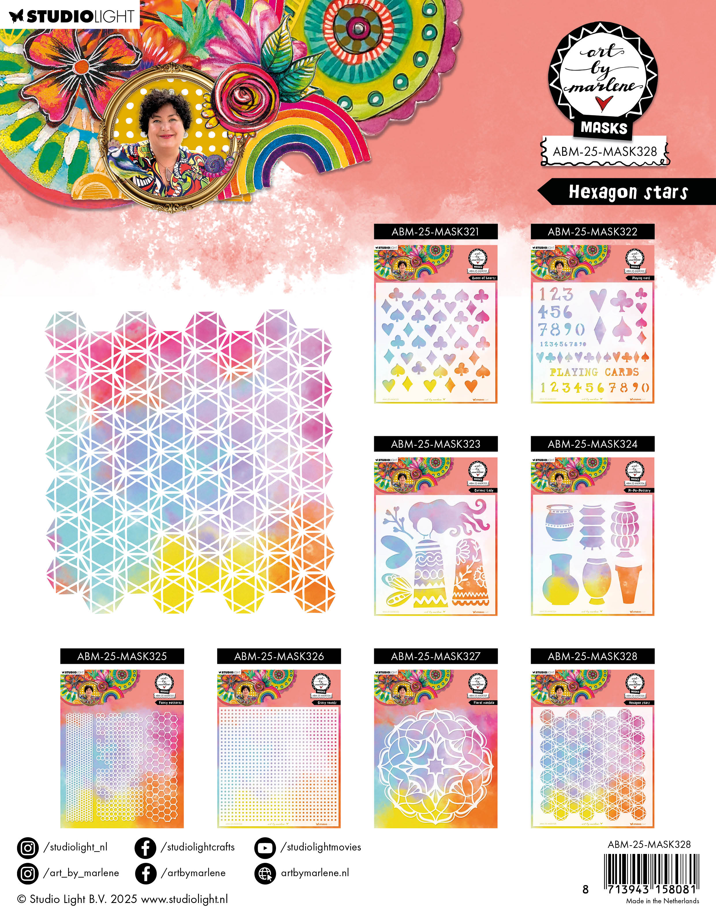 Studio Light Art by Marlene Hexagon Stars sjablong 20 cm