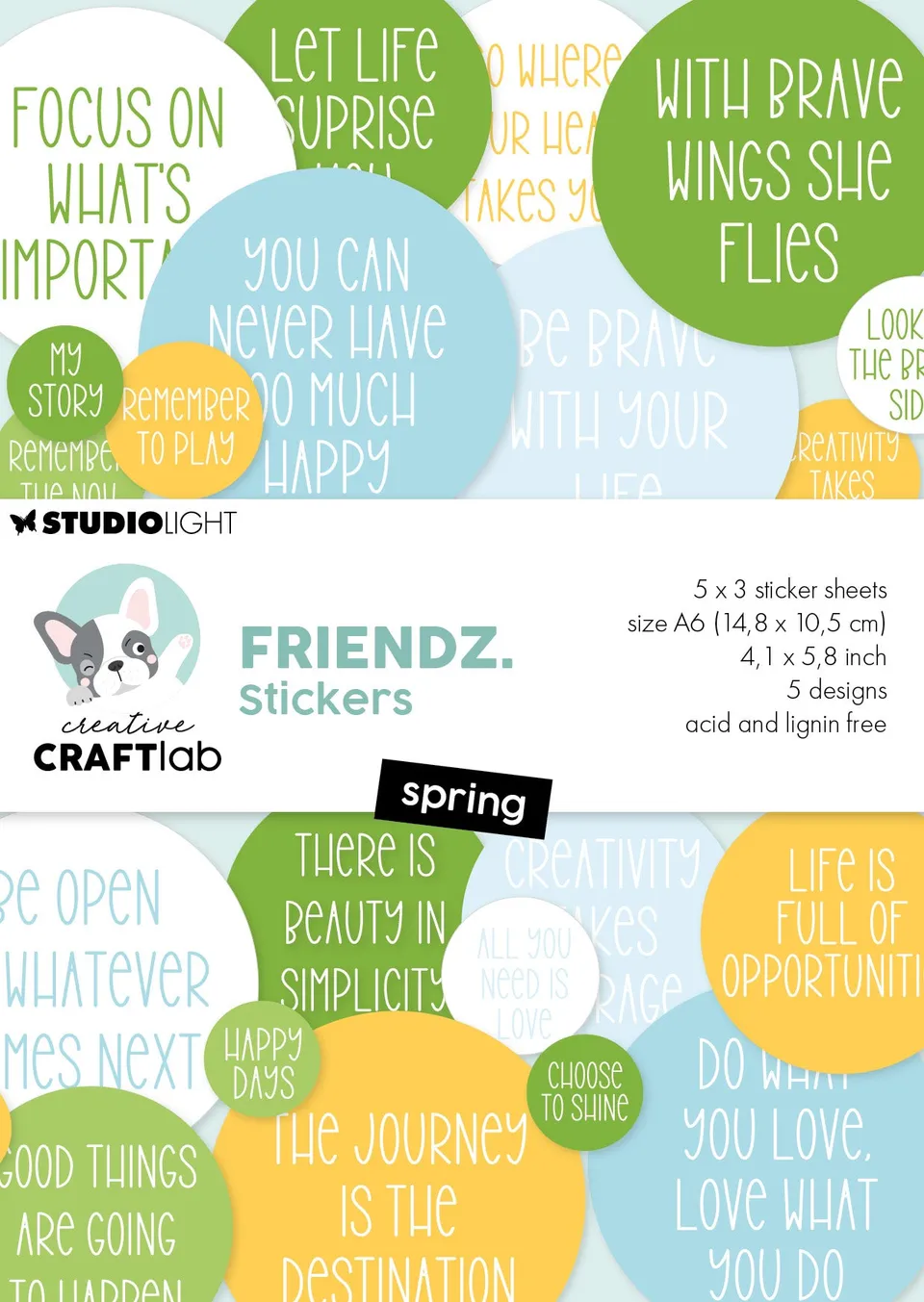 Creative Craftlab Friendz Spring klistremerkeblokk 4 ark vår