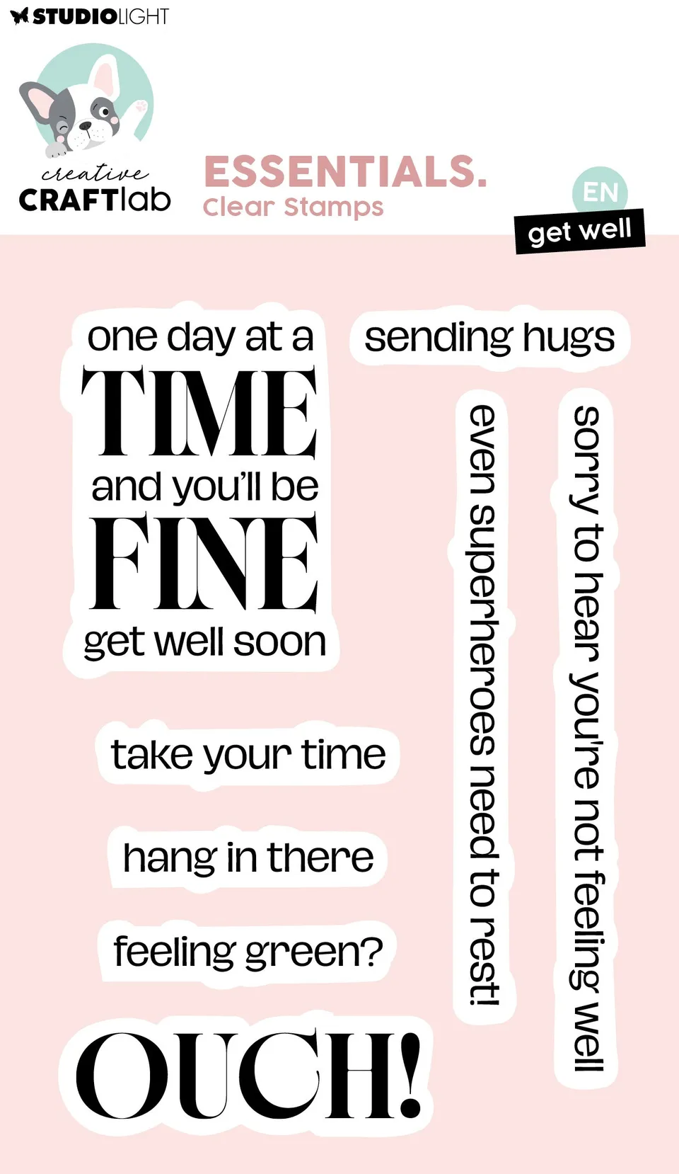 Creative Craftlab Essentials Get Well clear stamp god bedring