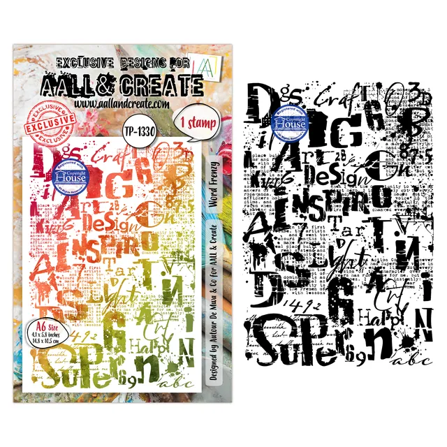 AALL & Create TP-1330 Word Frenzy stempelsett A6 tekst