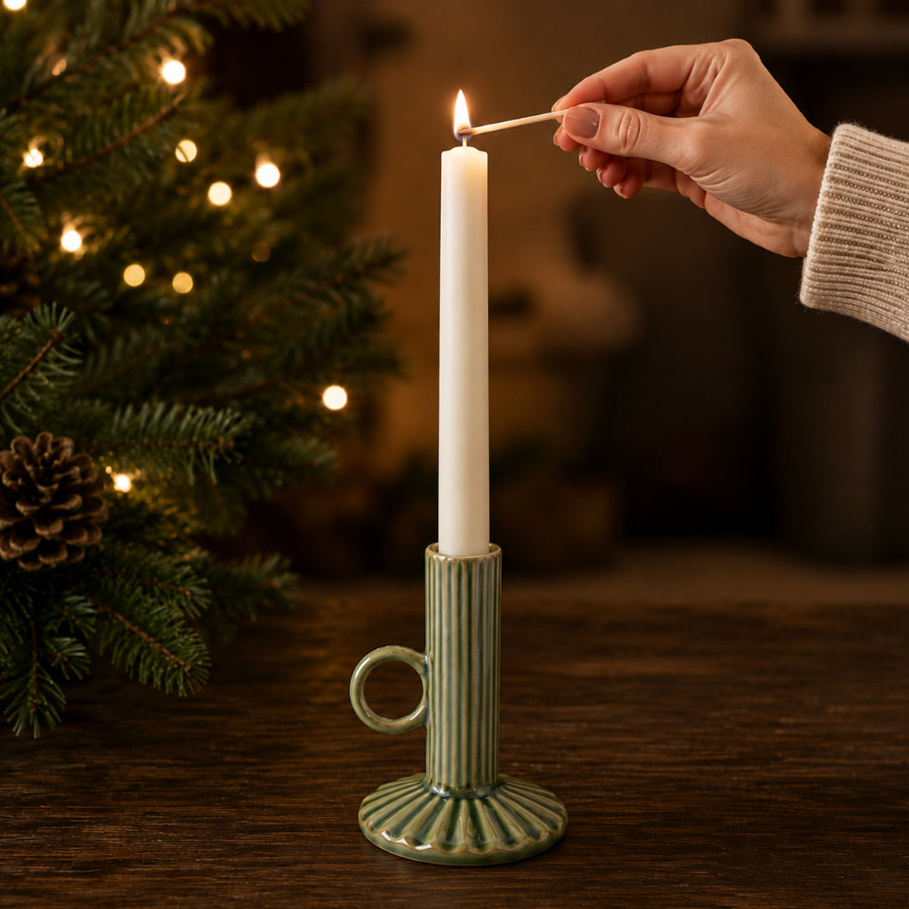 KaiserCraft Plum Pudding lysestake keramikk grønn liten