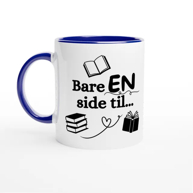 Papirglede Bare EN side til krus hvit blå 325 ml