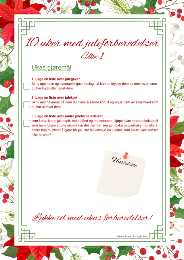 Papirglede 10 uker med juleforberedelser pdf-hefte