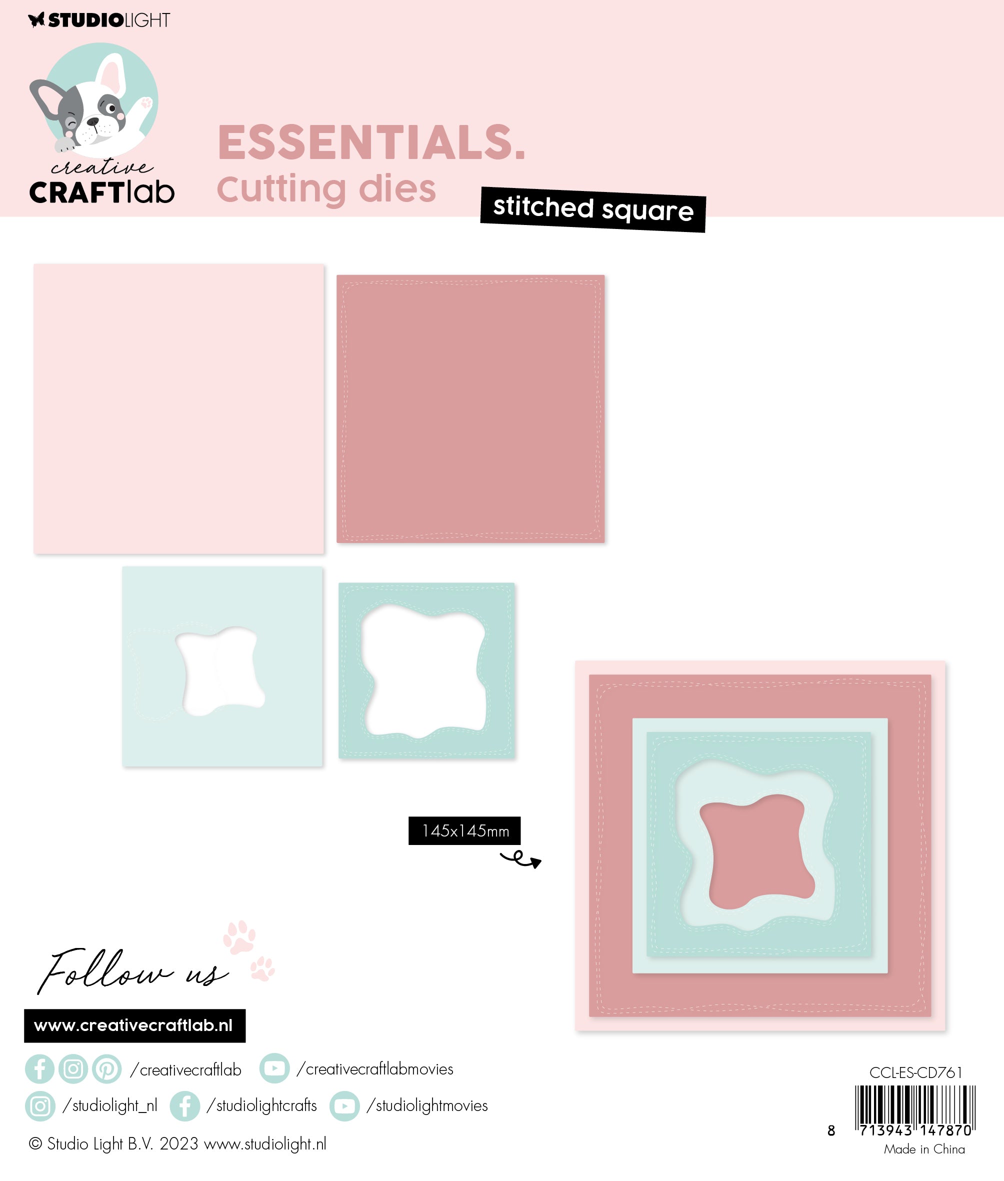 Creative Craftlab Essentials dies Stitched square sømkant