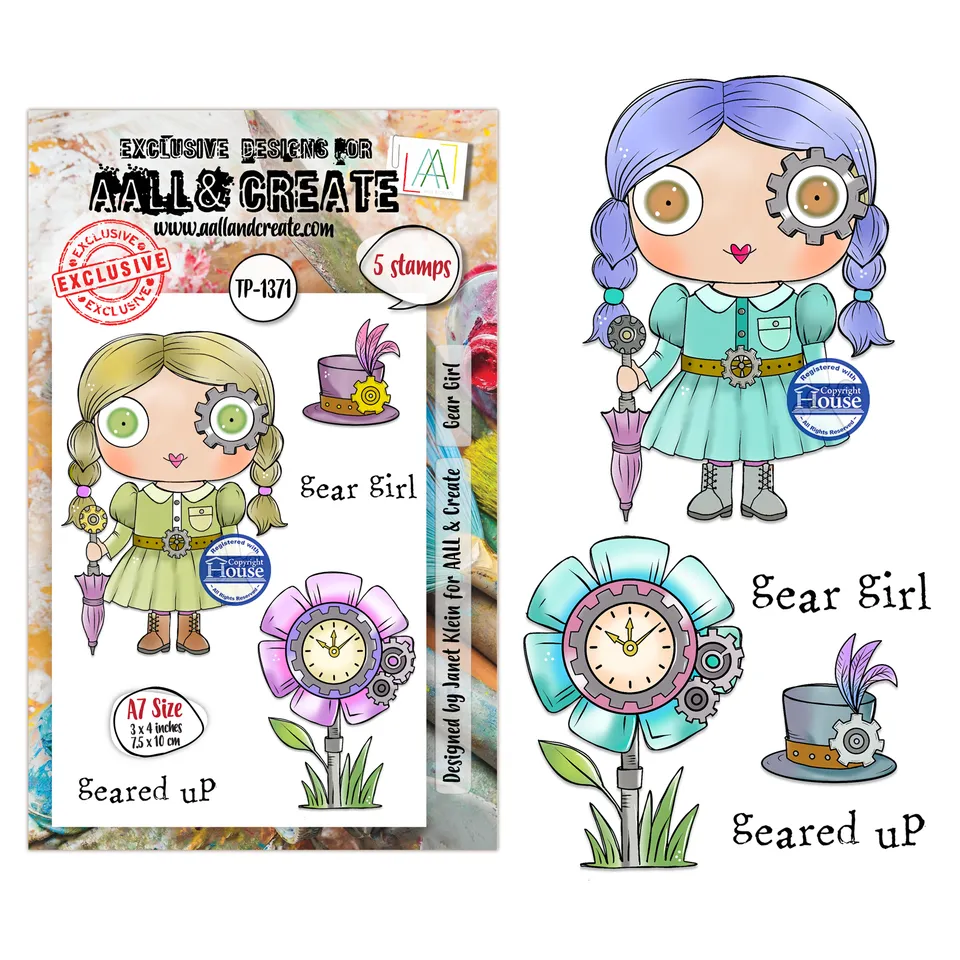 Aall and Create TP-1371 Gear Girl stempelsett A7 dampunk
