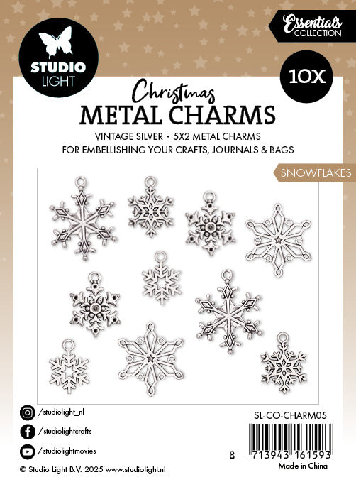 Studio Light Essentials Snowflakes metallcharms 10 stk