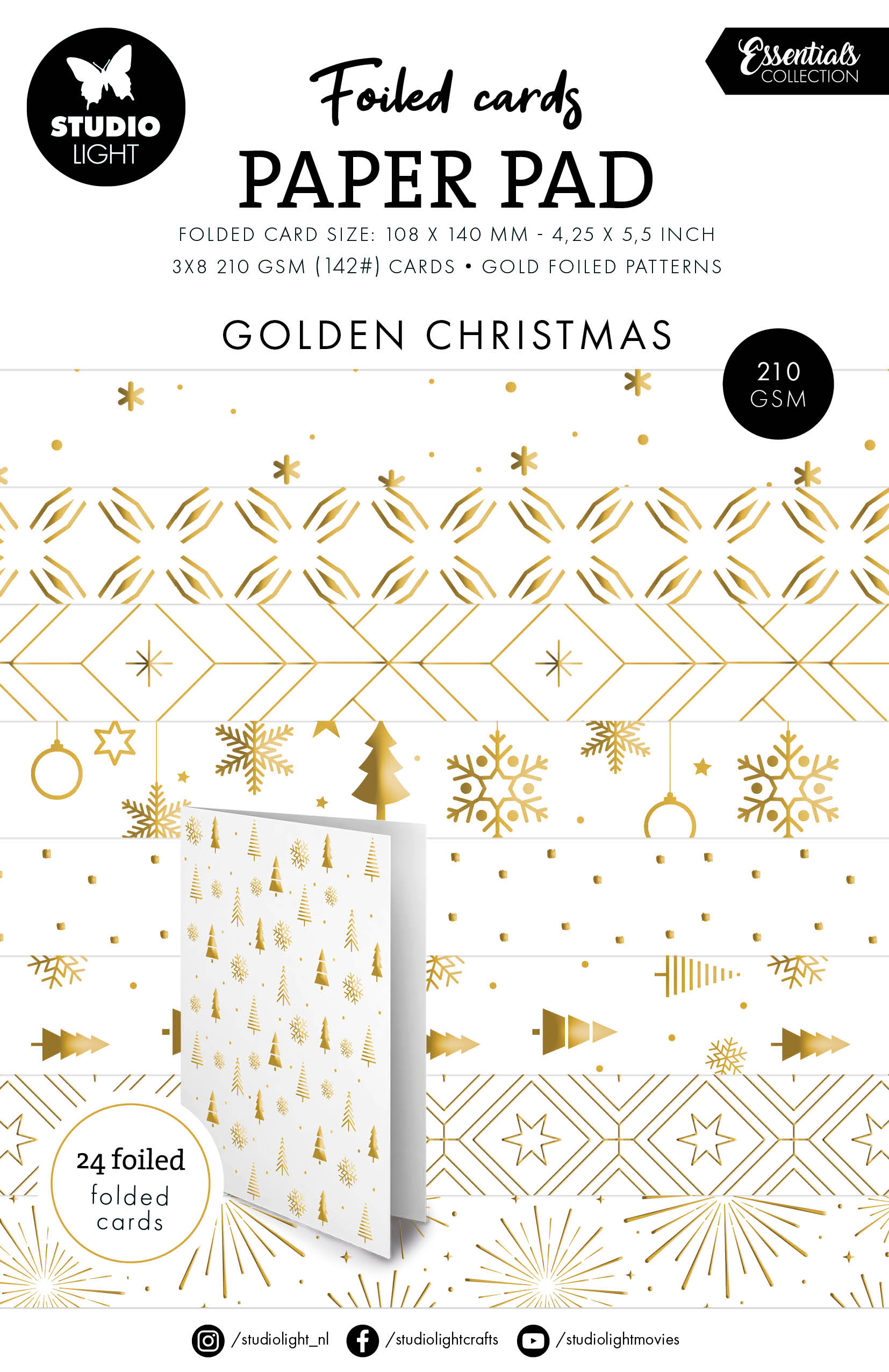 Studio Light Essentials Gold patterns foliekort 24 ark