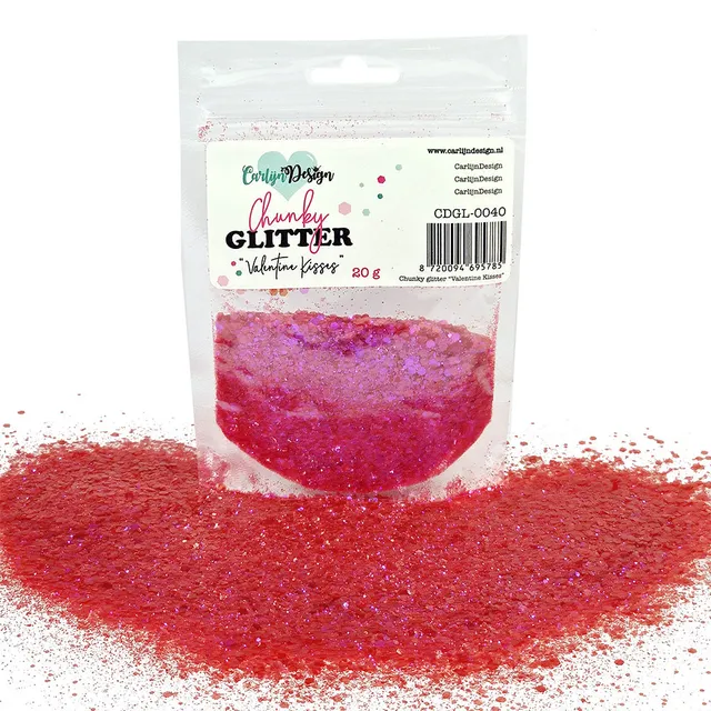 CarlijnDesign CDGL-0040 chunky glitter Valentine Kisses 20 g rød