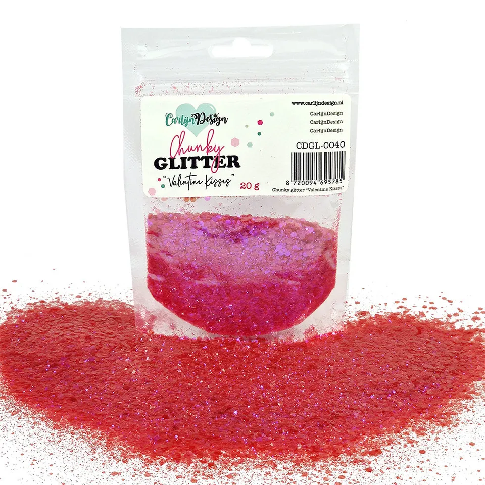 CarlijnDesign CDGL-0040 chunky glitter Valentine Kisses 20 g rød