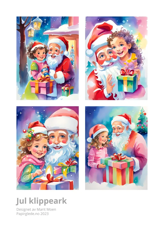 Papirglede Jul klippeark pdf A4 4 motiv