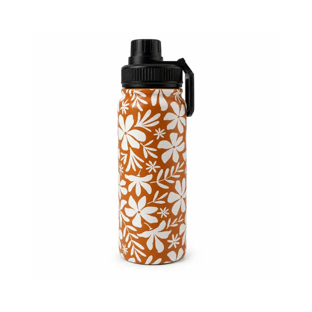 K&Co. Lagoon Series isolert drikkeflaske 600 ml mustard floral