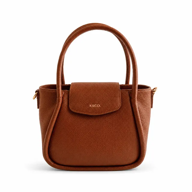 KaiserCraft K&Co. Flapover Mini Tote veske tan skinn